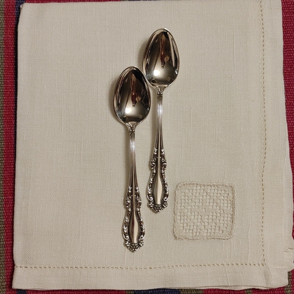 2 Antique Holmes & Edwards XIV Demitasse Spoons Silver Plate